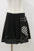 DARK IN LOVE / Punk black white check heart pleated skirt M ブラック H-25-11-04-071-PU-SK-KB-ZH