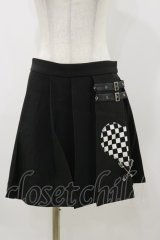 DARK IN LOVE / Punk black white check heart pleated skirt M ブラック H-25-11-04-071-PU-SK-KB-ZH