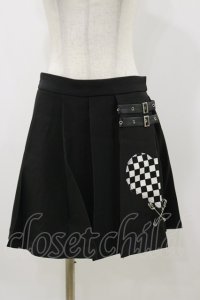 DARK IN LOVE / Punk black white check heart pleated skirt M ブラック H-25-11-04-071-PU-SK-KB-ZH