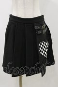 DARK IN LOVE / Punk black white check heart pleated skirt M ブラック H-25-11-04-072-PU-SK-KB-ZH