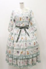 Emily Temple cute / Kitten Stamp Collectionロングワンピース  ミント H-25-11-04-074-ET-OP-KB-ZH