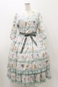 Emily Temple cute / Kitten Stamp Collectionロングワンピース  ミント H-25-11-04-074-ET-OP-KB-ZH