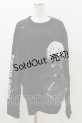 QOOZA / 東京喰種×QOOZA金木研 ダメージスウェット  ブラック H-25-11-04-039-PU-TO-KB-ZH