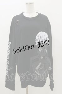 QOOZA / 東京喰種×QOOZA金木研 ダメージスウェット  ブラック H-25-11-04-039-PU-TO-KB-ZH