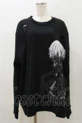 QOOZA / 東京喰種×QOOZA金木研 ダメージスウェット  ブラック H-25-11-04-042-PU-TO-KB-ZH