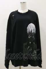 QOOZA / 東京喰種×QOOZA金木研 ダメージスウェット  ブラック H-25-11-04-045-PU-TO-KB-ZH
