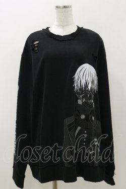 画像1: QOOZA / 東京喰種×QOOZA金木研 ダメージスウェット  ブラック H-25-11-04-045-PU-TO-KB-ZH