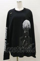 QOOZA / 東京喰種×QOOZA金木研 ダメージスウェット  ブラック H-25-11-04-046-PU-TO-KB-ZH