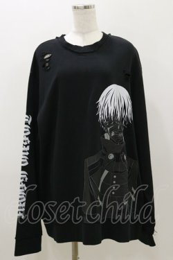 画像1: QOOZA / 東京喰種×QOOZA金木研 ダメージスウェット  ブラック H-25-11-04-046-PU-TO-KB-ZH