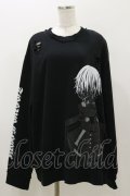 QOOZA / 東京喰種×QOOZA金木研 ダメージスウェット  ブラック H-25-11-04-047-PU-TO-KB-ZH