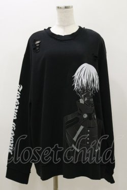 画像1: QOOZA / 東京喰種×QOOZA金木研 ダメージスウェット  ブラック H-25-11-04-047-PU-TO-KB-ZH