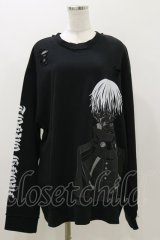 QOOZA / 東京喰種×QOOZA金木研 ダメージスウェット  ブラック H-25-11-04-048-PU-TO-KB-ZH