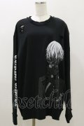 QOOZA / 東京喰種×QOOZA金木研 ダメージスウェット  ブラック H-25-11-04-049-PU-TO-KB-ZH