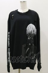 QOOZA / 東京喰種×QOOZA金木研 ダメージスウェット  ブラック H-25-11-04-049-PU-TO-KB-ZH