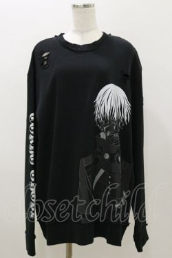 画像1: QOOZA / 東京喰種×QOOZA金木研 ダメージスウェット  ブラック H-25-11-04-049-PU-TO-KB-ZH