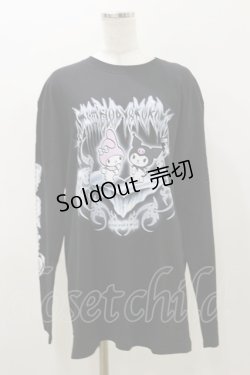 画像1: QOOZA / マイメロディ＆クロミコラボ L/S TEE  ブラック H-25-11-04-051-PU-TO-KB-ZH