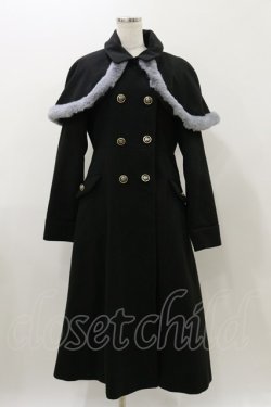 画像1: axes femme POETIQUE / ファーデザインケープ付コート M ブラック H-25-11-05-065-AX-OP-NS-ZH