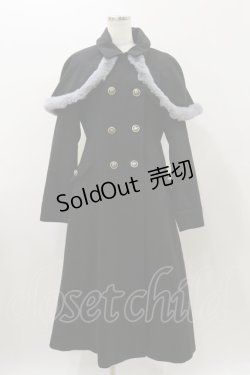 画像1: axes femme POETIQUE / ファーデザインケープ付コート M ブラック H-25-11-05-065-AX-OP-NS-ZH