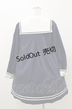 画像2: Amavel / 胸あて刺繍入りセーラーAラインコート Free ネイビー H-25-11-05-075-CA-OP-NS-ZH