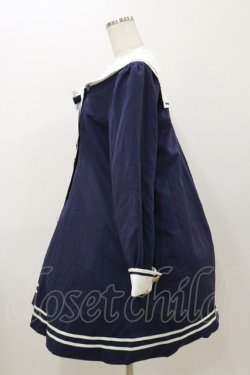 画像3: Amavel / 胸あて刺繍入りセーラーAラインコート Free ネイビー H-25-11-05-075-CA-OP-NS-ZH