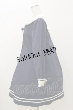 画像3: Amavel / 胸あて刺繍入りセーラーAラインコート Free ネイビー H-25-11-05-075-CA-OP-NS-ZH