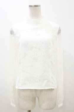 画像1: Ank Rouge / スタンドカラーレースブラウス M オフ H-25-11-05-024-CA-BL-NS-ZH