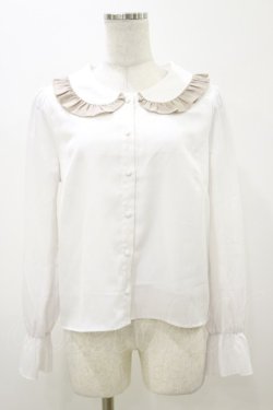 画像1: evelyn / 配色フリルブラウス Free オフ H-25-11-05-028-LO-BL-NS-ZH