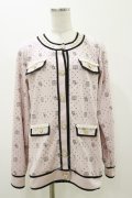 Ank Rouge / モノグラム配色カーデ M ピンク H-25-11-05-032-CA-TO-NS-ZH