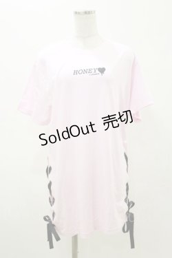 画像1: Honey Cinnamon / サイドレースアップTシャツ Free ピンク H-25-11-05-040-LO-TS-NS-ZH