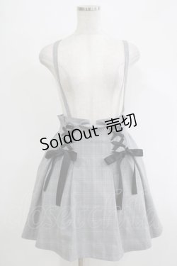 画像1: MA*RS / サスペンダーチェックスカート Free ブラック H-25-11-06-029-EL-SK-NS-ZH