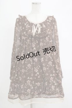 画像1: an another angelus / ローズプリントシフォンワンピース Free ブラウン H-25-11-06-036-CA-OP-NS-ZH