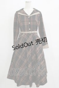 an another angelus / ダブルオープンカラーチェックワンピース Free BROWN H-25-11-06-004-CA-OP-NS-ZH