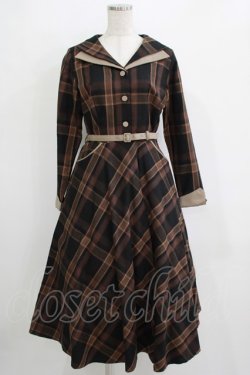 画像1: an another angelus / ダブルオープンカラーチェックワンピース Free BROWN H-25-11-06-004-CA-OP-NS-ZH