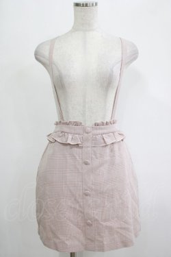 画像1: MA*RS / サスペンダーチェックスカート Free ピンク H-25-11-06-043-EL-SK-NS-ZH