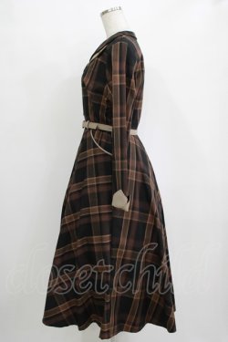 画像2: an another angelus / ダブルオープンカラーチェックワンピース Free BROWN H-25-11-06-004-CA-OP-NS-ZH