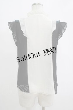 画像3: axes femme / 配色フリルノースリブラウス M オフ/ブラック/グリーン H-25-11-06-051-AX-BL-NS-ZH