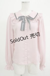 Ank Rouge / ビジューロゴリボンブラウス M ピンク H-25-11-06-052-CA-BL-NS-ZH