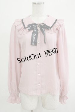 画像1: Ank Rouge / ビジューロゴリボンブラウス M ピンク H-25-11-06-052-CA-BL-NS-ZH