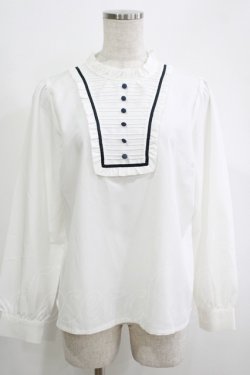 画像1: F i.n.t / ピンタックヨーク配色ラインブラウス Free ホワイト H-25-11-06-054-CA-BL-NS-ZH