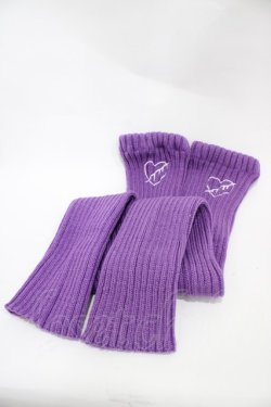 画像1: LISTEN FLAVOR / ハートブレイク刺繍レッグウォーマー  パープル H-25-11-06-1004-PU-ZA-KB-ZH