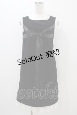 画像1: Jane Marple / リボン別珍ノースリーブドレス  黒 H-25-11-06-1034-JM-OP-KB-ZH