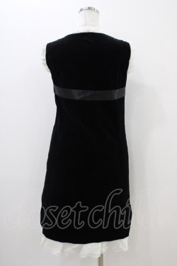 画像2: Jane Marple / リボン別珍ノースリーブドレス  黒 H-25-11-06-1034-JM-OP-KB-ZH