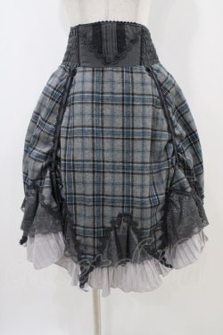 画像1: Ozz Croce / プリーツフリルチェックスカート  グレー H-25-11-06-1037-OO-SK-KB-ZH