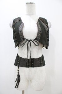 Rozen Kavalier / ベルト付ジレ  カーキ H-25-11-06-1041-OO-TO-KB-ZH