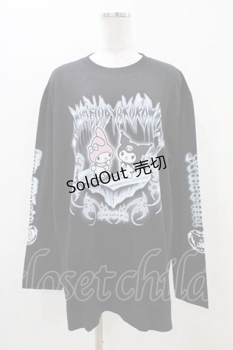 画像1: QOOZA / マイメロディ＆クロミコラボ L/S TEE  ブラック H-25-11-06-1050-0-TO-KB-ZH (1)