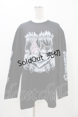 画像1: QOOZA / マイメロディ＆クロミコラボ L/S TEE  ブラック H-25-11-06-1055-0-TO-KB-ZH