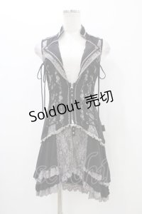 Ozz Croce / 薔薇刺繍2Wayオーバーベスト  黒 H-25-11-06-1013-OO-TO-KB-ZH