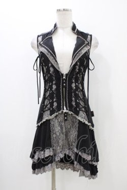 画像1: Ozz Croce / 薔薇刺繍2Wayオーバーベスト  黒 H-25-11-06-1013-OO-TO-KB-ZH
