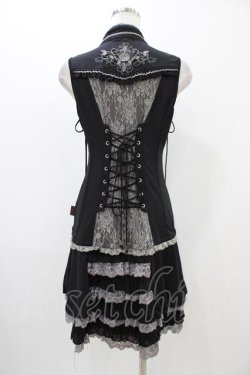 画像2: Ozz Croce / 薔薇刺繍2Wayオーバーベスト  黒 H-25-11-06-1013-OO-TO-KB-ZH