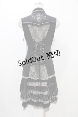 画像2: Ozz Croce / 薔薇刺繍2Wayオーバーベスト  黒 H-25-11-06-1013-OO-TO-KB-ZH